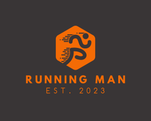 Running Athlete Hexagon logo design