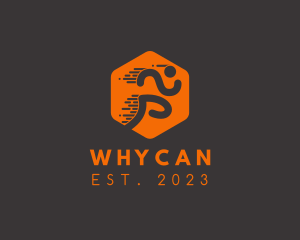 Sports - Running Athlete Hexagon logo design