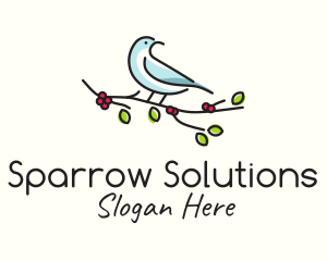 Minimalist Sparrow Branch  logo design