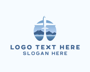Tourist - Travel Mountain Airplane logo design