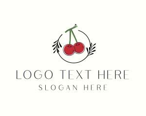 Vegan - Red Cherry Fruit logo design