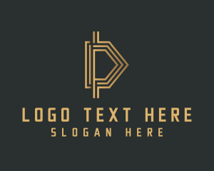 App - Gold Cryptocurrency Letter D logo design