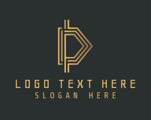 Blockchain - Gold Cryptocurrency Letter D logo design