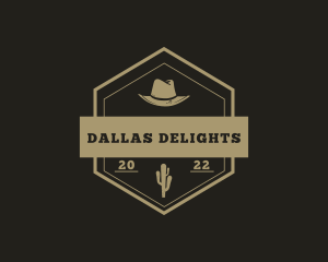 Hexagon Cowboy Hat Cactus logo design