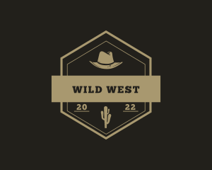 Buckaroo - Hexagon Cowboy Hat Cactus logo design