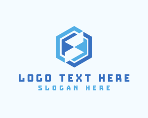 Blue Hexagon - Digital Tech Letter S logo design