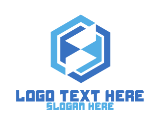 Abstract Blue Hexagon Logo