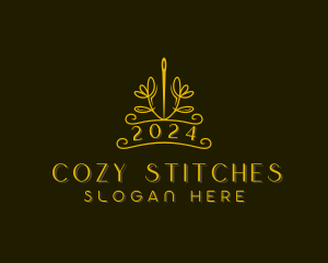 Floral Needle Stitching logo design