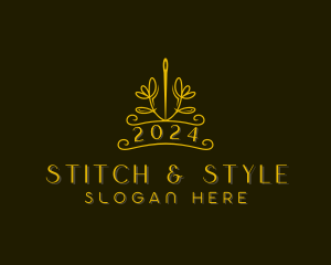 Floral Needle Stitching logo design