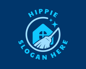 Blue - Home Broom Cleaning logo design