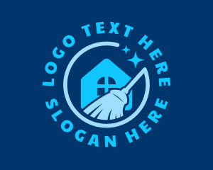 Blue - Home Broom Cleaning logo design