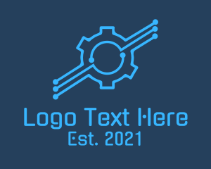 Simple - Blue Tech Gear logo design