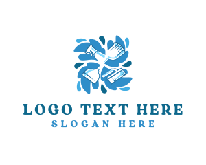 Cleaning Spray - Wash Sanitation Cleaning logo design