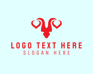 Deer - Valentines Day Horn logo design