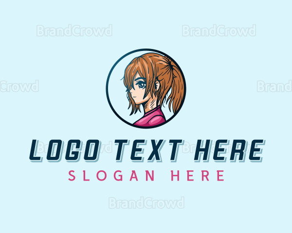 Anime Girl Character Logo