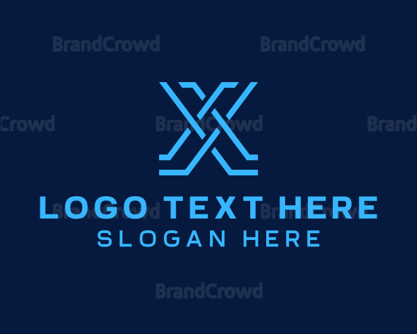 Blue Digital App Letter X Logo