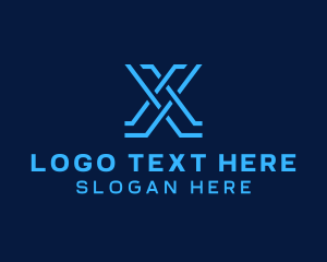 Financial - Blue Digital App Letter X logo design