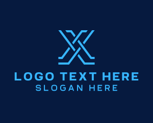 Blue Digital App Letter X Logo