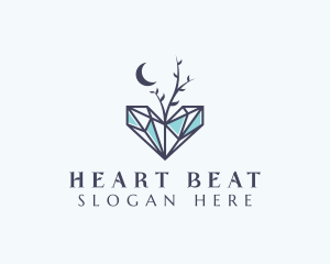 Moon Heart Gemstone logo design