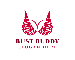 Bust - Red Rose Bra logo design