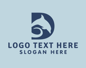 Negative Space - Dolphin Letter D logo design