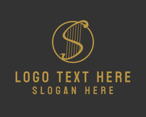 Letter S - Elegant Harp Music logo design