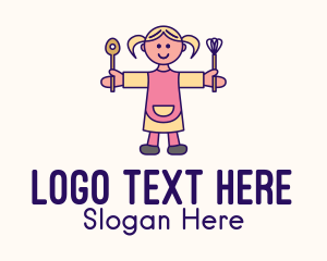 Youngster - Small Girl Chef logo design