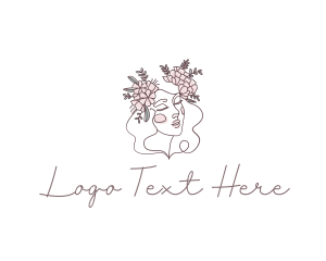 Handdrawn - Woman Floral Beauty logo design