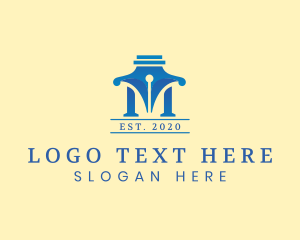 Teaching - Pen Letter M logo design