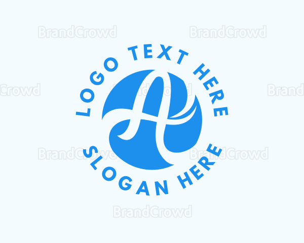 Blue Swoosh Letter A Logo