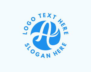 Blue Circle - Blue Swoosh Letter A logo design