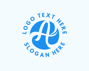 H2o - Blue Swoosh Letter A logo design