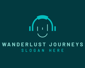 Playlist - Musical Studio Headphones logo design