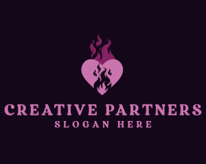 Flame Heart Love logo design