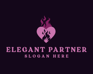 Flame Heart Love logo design