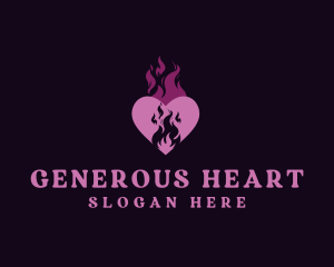 Flame Heart Love logo design