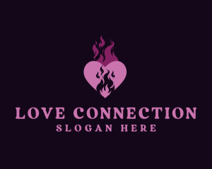 Flame Heart Love logo design