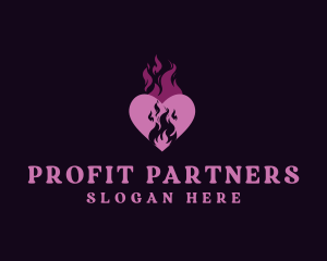 Flame Heart Love logo design