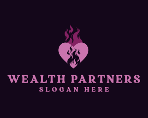 Flame Heart Love logo design