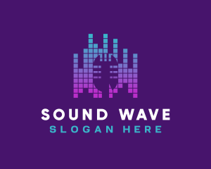 Digital Microphone Wave logo design