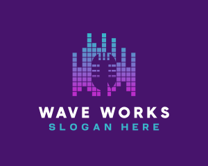 Digital Microphone Wave logo design