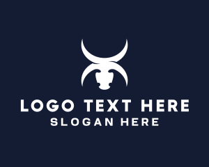 Bull Skull - Bull Horns Letter X logo design