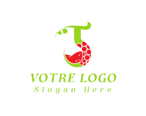 Red Wine - Vine Wine Letter J logo design