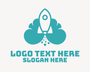 Cloud - Blue Rocket Launch Cloud logo design