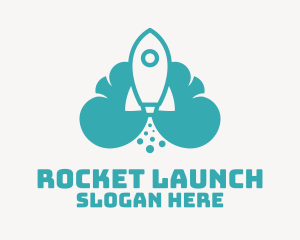 Blue Rocket Launch Cloud logo design