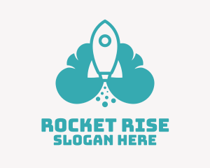 Blue Rocket Launch Cloud logo design