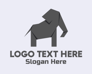 Animal - Gray Elephant Origami logo design