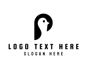 Minimalist Penguin Bird Logo