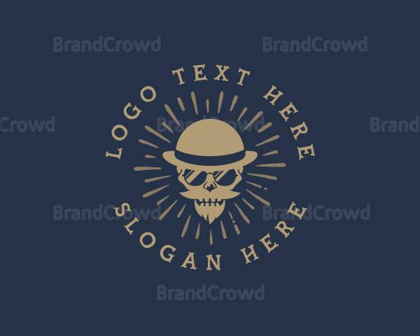 Hipster Gentleman Skull Logo