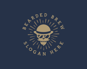 Hipster Gentleman Skull logo design